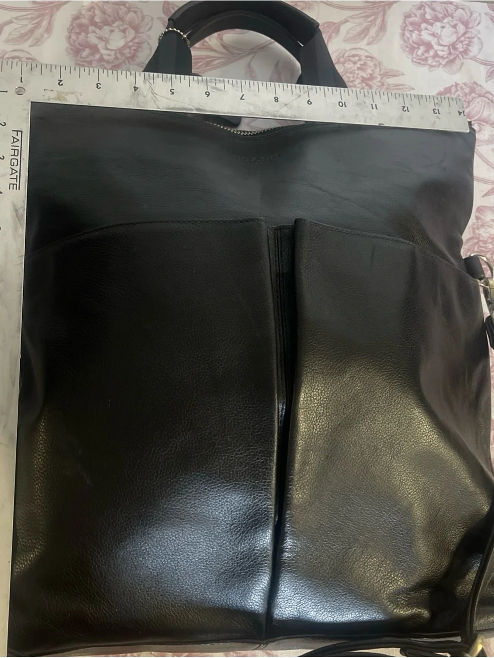 COACH LEATHER CHARLES FOLDOVER TOTE BAG UNISEX  BLACK - Picture 3 of 16